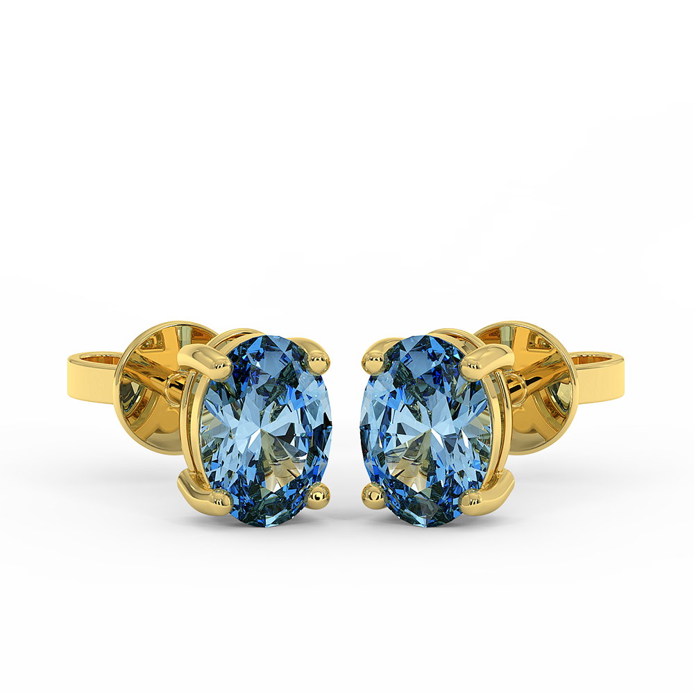 18K Gold Diamond Blue Topaz Earrings